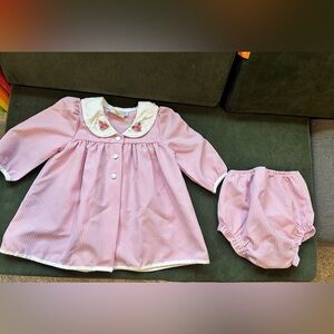 Vintage Chantilly Place Pink Gingham Dress & Bloomers 18M